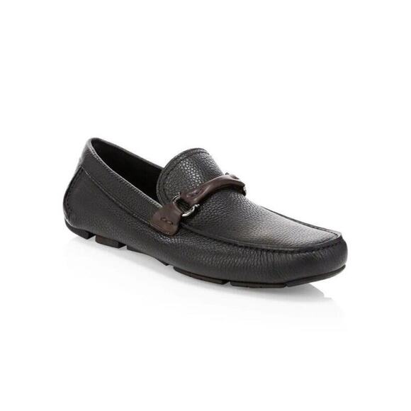 100% Authentic Salvatore Ferragamo Gancini Bit Leather Driver Moccasins 9.5 - Picture 1 of 8